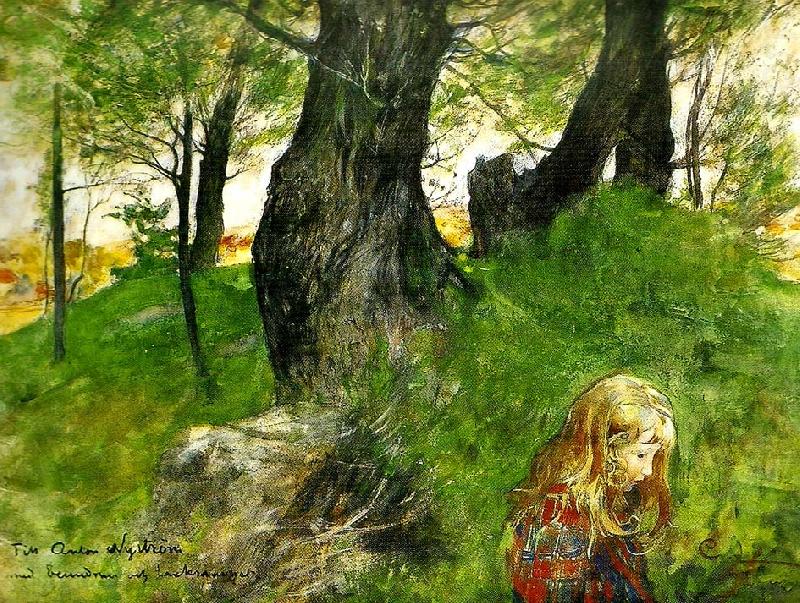 Suzanne i en skogsbacke Flickan i skogen, Carl Larsson